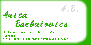 anita barbulovics business card
